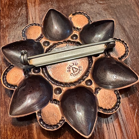 Bell Trading Co. Turquoise and Copper Brooch - Picture 2 of 3